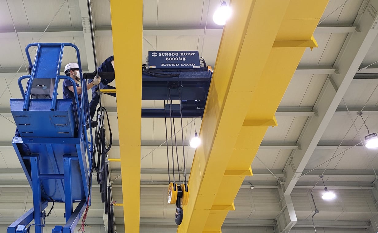 Overhead crane hoist installation site