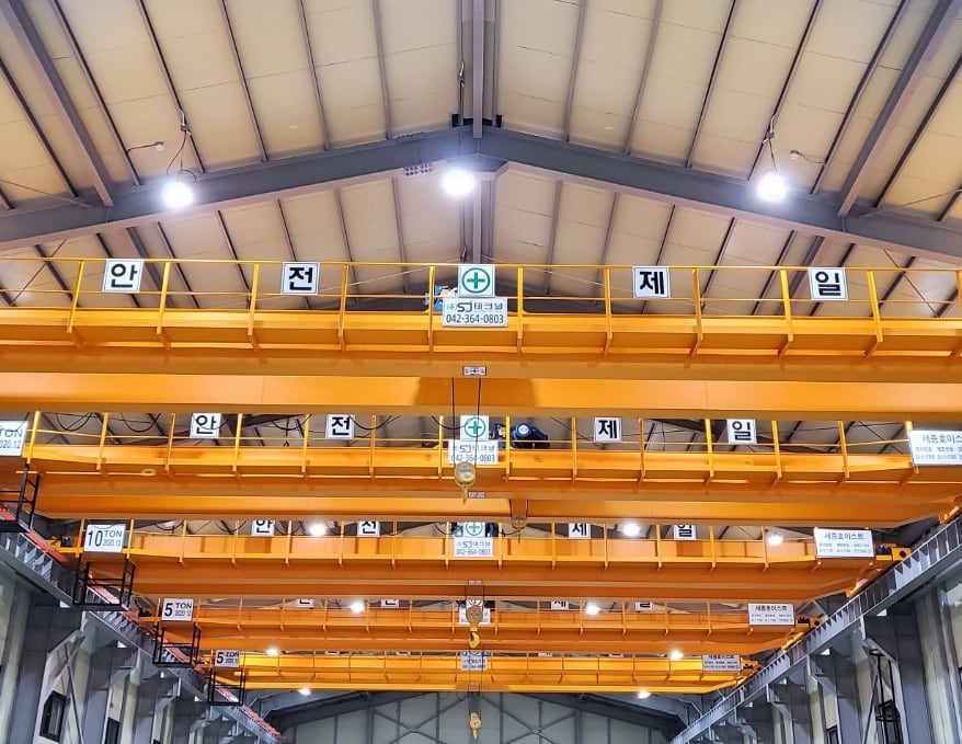 Crane installation inside a factory